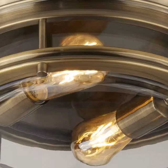 Plafoniera da soffitto Searchlight Glasgow in ottone e vetro trasparente per bagno