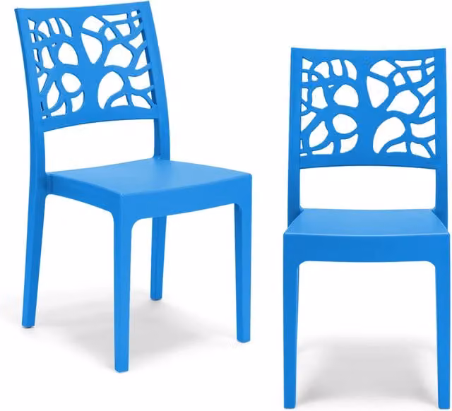 Set di 2 sedie impilabili TETI Redokasa in polipropilene, design moderno resistente ai raggi UV, colore Azzurro opaco