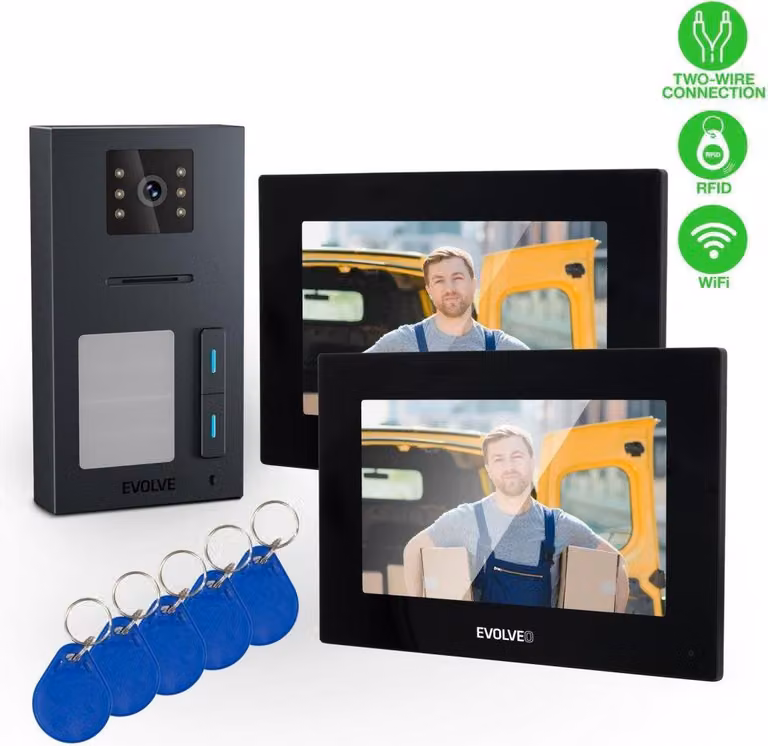 EVOLVEO DoorPhone AP2-2 videocitofono con cavo per due appartamenti con app, nero