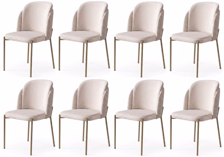 Set di sedie moderne, bianche, per la sala da pranzo, comode, pratiche e confortevoli