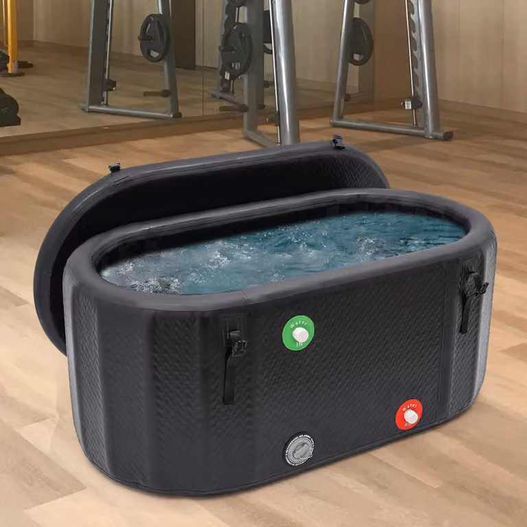 Vasca da bagno gonfiabile - Vasca da bagno autoportante - PVC/gomma, capacità 275 litri - Vasca per bagni a freddo, ideale per sportivi - Dimensioni: 132 x 70 x 62 cm - Colore: nero