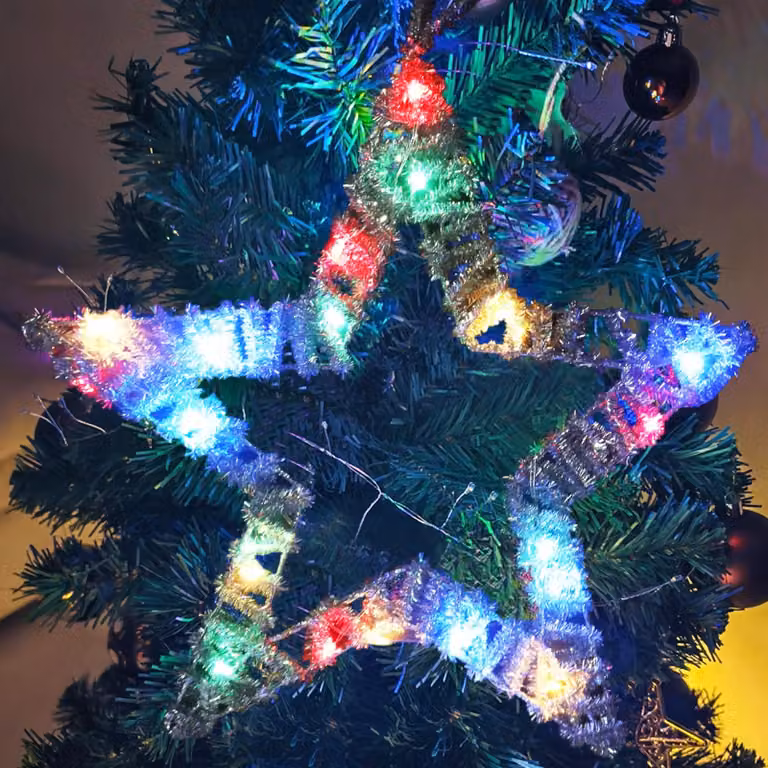Luci a LED a forma di stelle, 30 cm, alimentate a batteria, decorazioni natalizie
