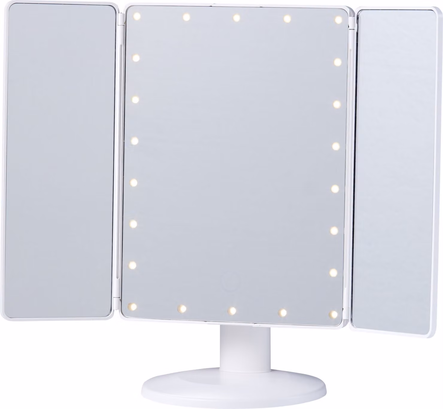 Specchio cosmetico a LED con base, luce dimmerabile a temperatura di colore variabile e batteria ricaricabile