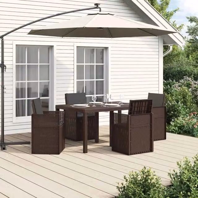 Set da Pranzo per Giardino 5 pz Marrone e Antracite PP 3430060