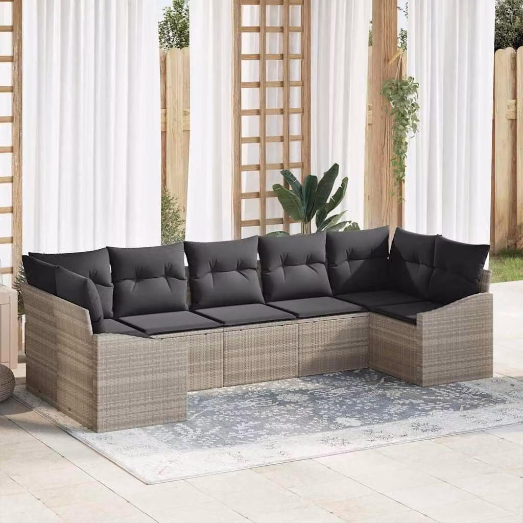 Maison Exclusive - Set di divani con cuscino 7 pcs Grigio chiaro polyrattan