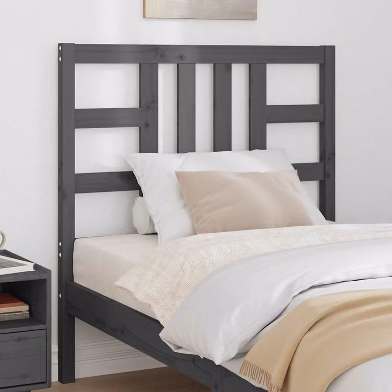 Testiera per letto vidaXL in legno massello di pino, colore grigio, L: 96 cm, P: 4 cm, H: 100 cm