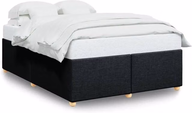 Letto matrimoniale | Letto per adulti | Giroletto senza Materasso Nero 140x190 cm in Tessuto