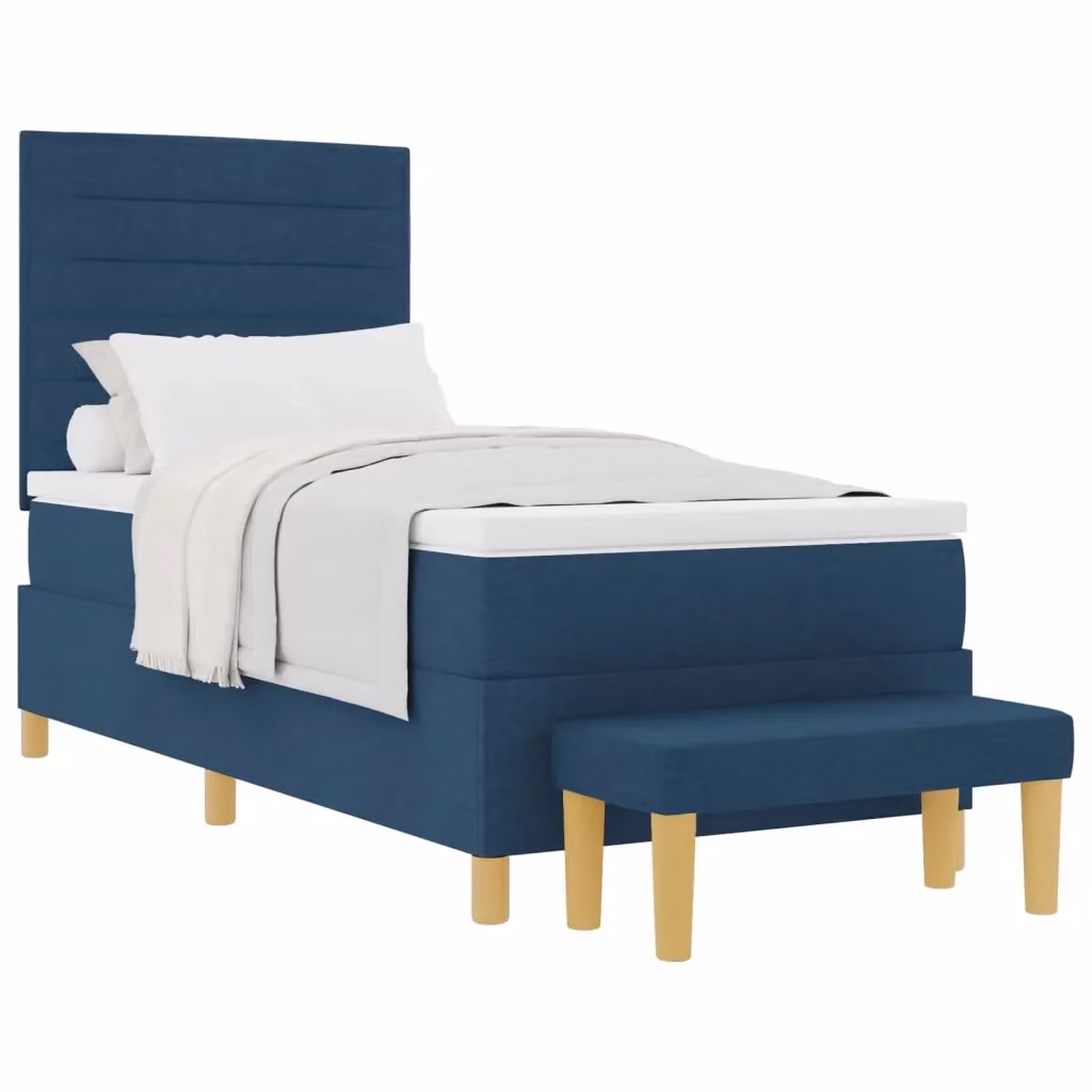 Letto a molle con testiera vidaXL in tessuto blu L 200 cm x P 90 cm x H 128 cm – 2
