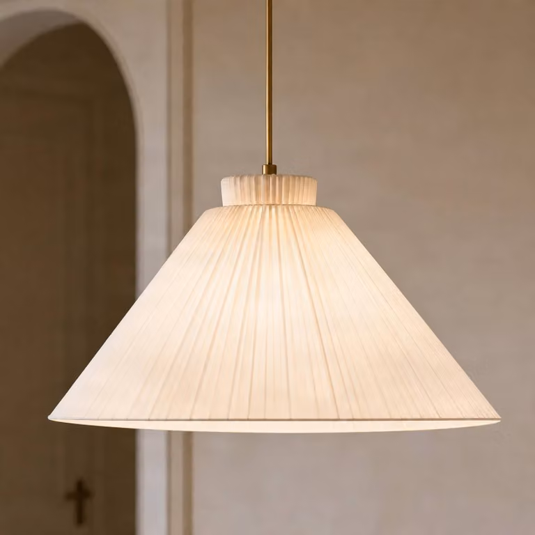Lampada a sospensione Lisbeth Lucande, dimmerabile, Bianco / Opale, Soggiorno / Sala da pranzo, Tessuto / Stoffa / Seta, Campagna / Rustiche, Lampada a sospensione
