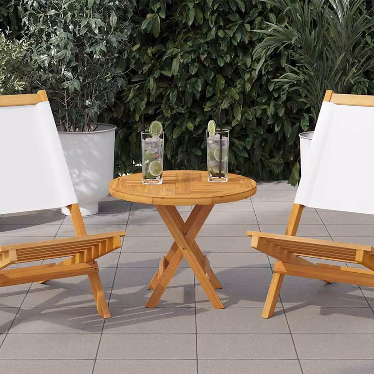 Piano Tavolo Rotondo in Legno Massello di Teak vidaXL, Colore Marrone, Diametro: 50 cm, Spessore: 2,5 cm