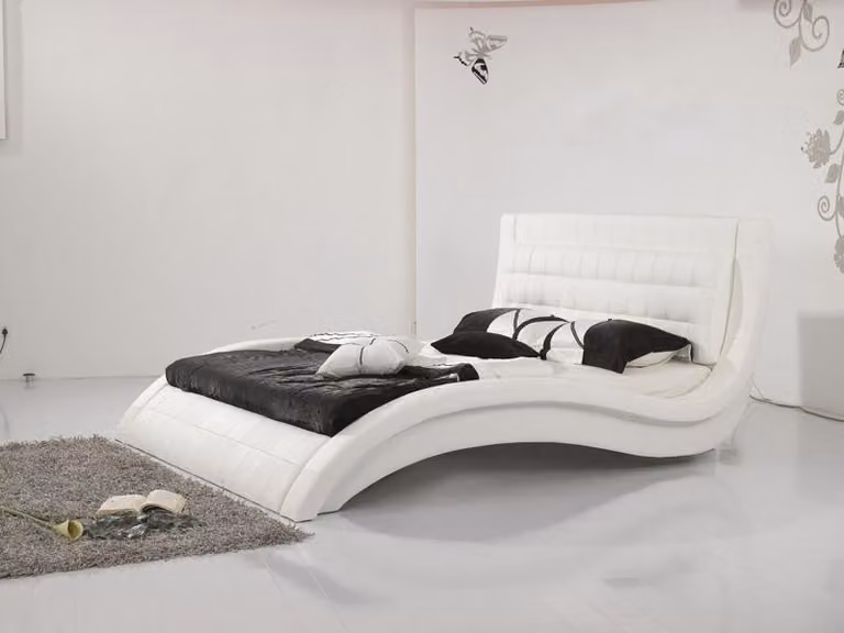 Designer Bett Ehebett Doppelbett Polsterbett Schlafzimmer Lederbett Betten