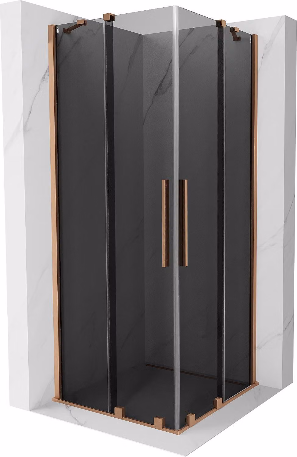 Mexen Velar Duo cabina doccia scorrevole 100 x 100 cm, grafite, rame spazzolato - 871-100-100-42-65