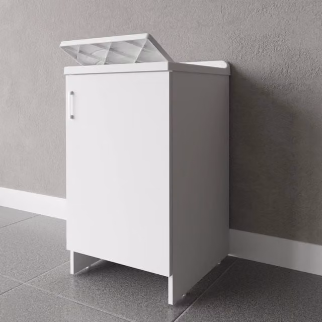 Mobile lavanderia bianco con lavabo in resina e anta singola L/P/H: 45 x 50 x 85 cm – 1