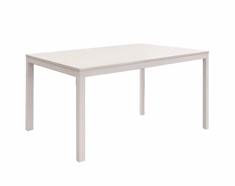 Tavolo TROPEA in legno, finitura bianco frassinato e metallo verniciato bianco, allungabile 160×90 cm – 210×90 cm