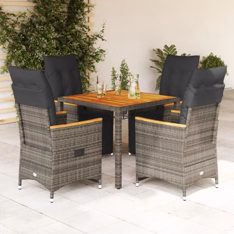 Maison Exclusive - Set da giardino bistrot 5 pezzi con cuscini grigio in polyrattan
