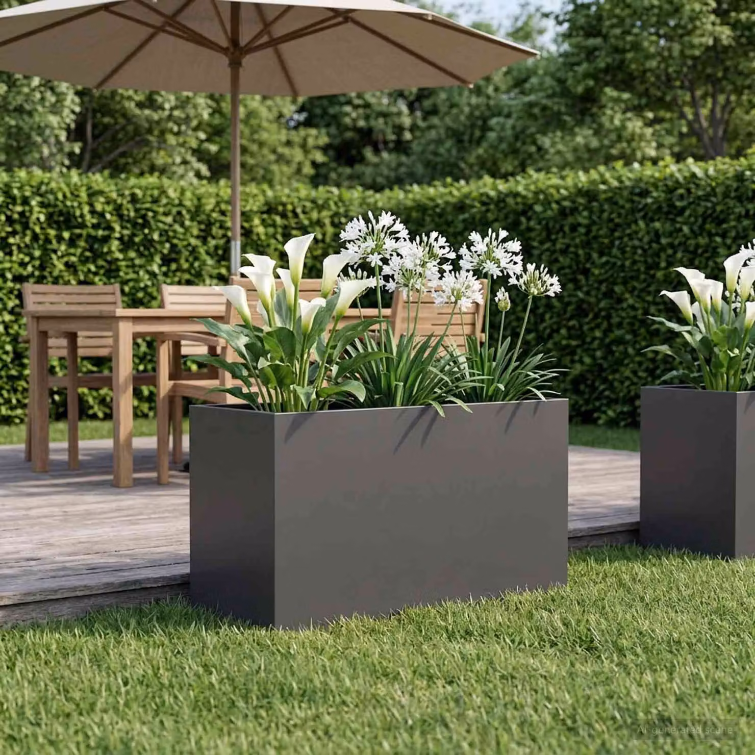 vidaXL Vaso da giardino in metallo Nero e Antracite L/P/H: 100 x 50 x 50 cm
