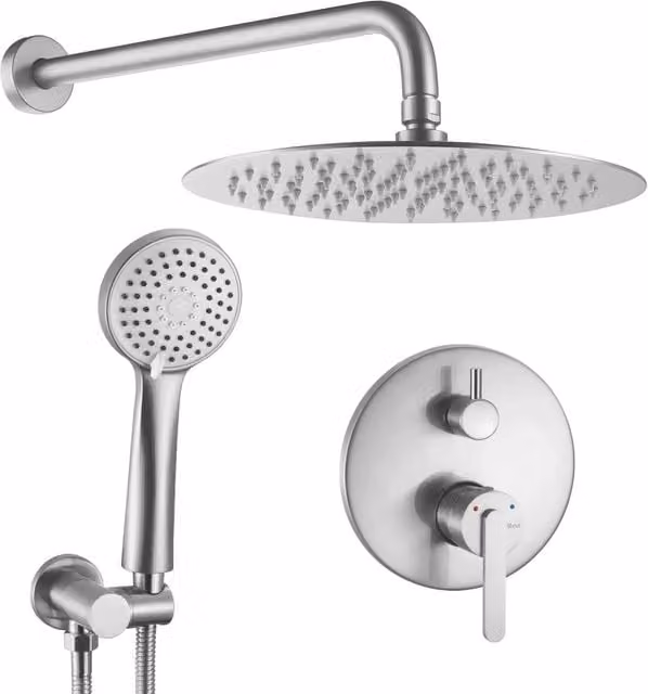 Set Doccia Da Incasso Rea Ontario con Box in Ottone Colore Nickel Spazzolato