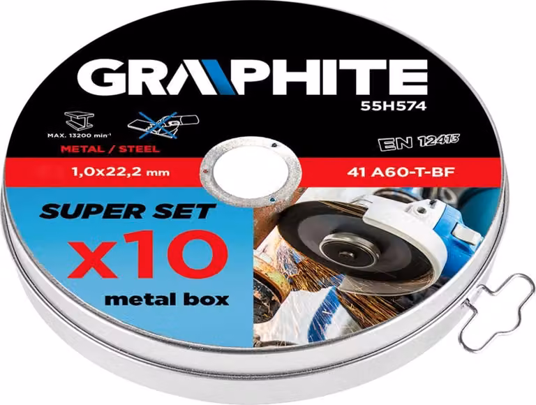GRAPHITE Disco da taglio per metallo 115 x 1,0 x 22,2 mm, 41 A60-T-BF, 10 pz.