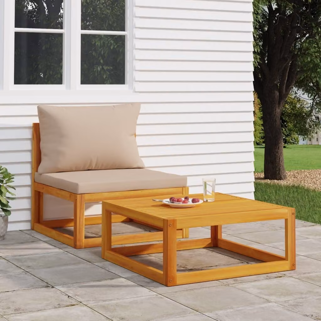 Maison Exclusive - Set divano da giardino 2 pezzi con cuscini in legno massello di acacia
