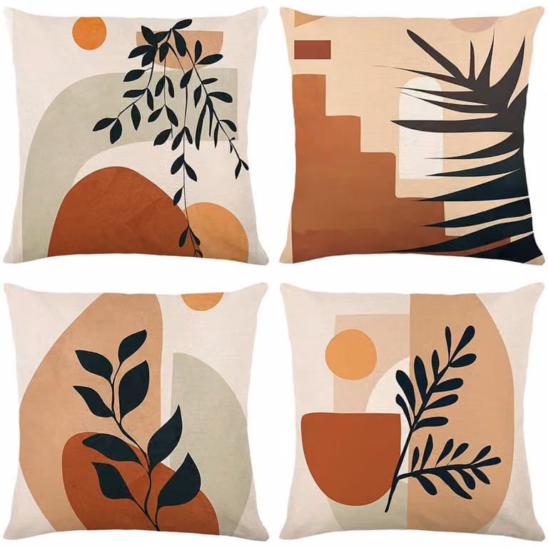 Set di 4 federe per cuscini, 45x45 cm, in lino, ideali per la decorazione di interni ed esterni, per la camera da letto, il divano o il giardino