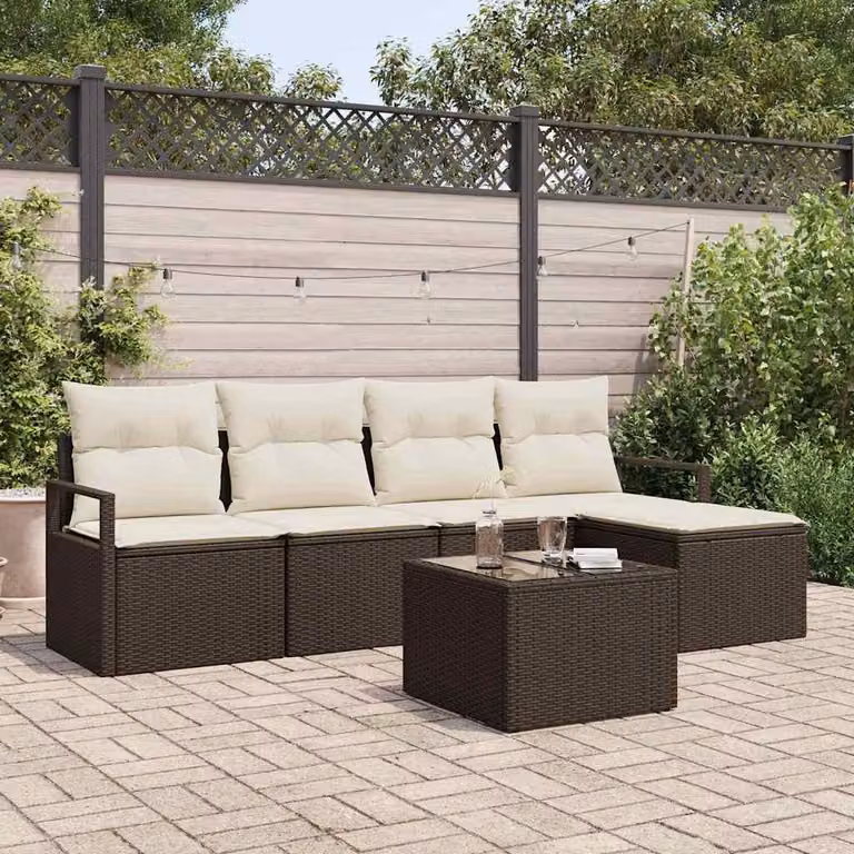 Maison Exclusive - Set di divani da esterno, 6 pezzi, color marrone [Materiale sintetico]: rattan sintetico