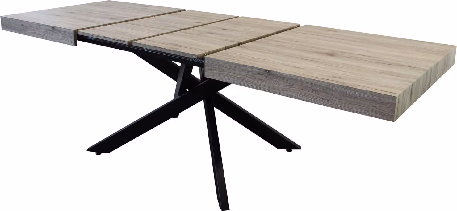Milani Home - tavolo da pranzo allungabile 160 cm, rovere grigio, piano in melaminico e base in metallo, 90 x 160 x 75 cm