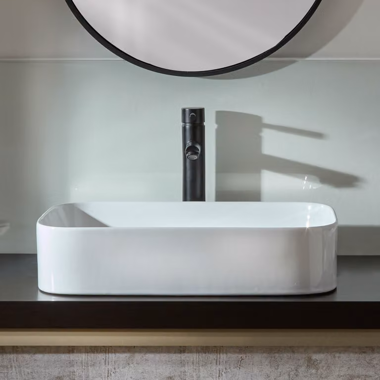 Lavabo d'Appoggio Rettangolare - 550mm x 380mm (Senza Fori per la Rubinetteria)