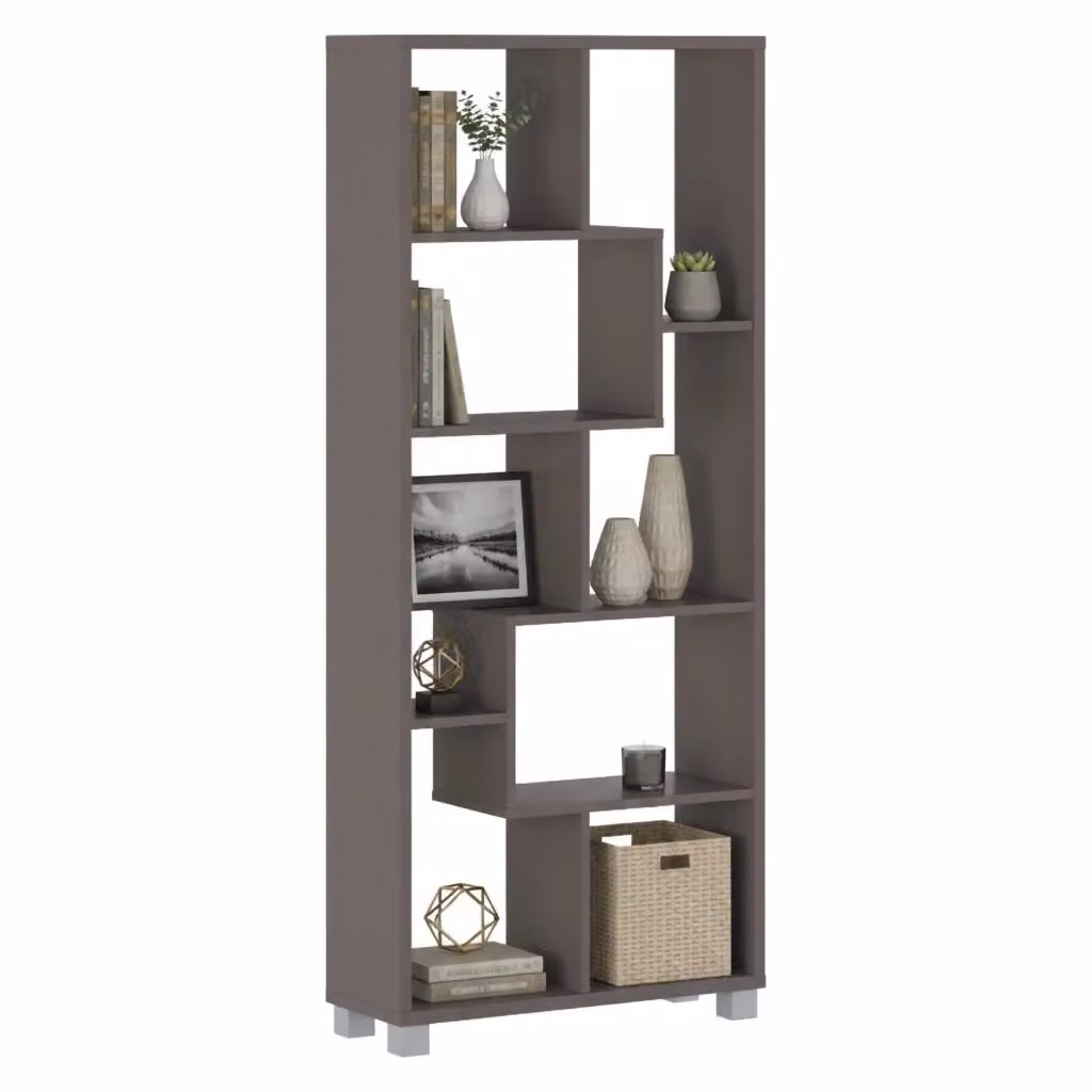 Biblioteca Veniano DMORA, Libreria Moderna con 8 Ripiani, Grigio, L 68 cm x P 25 cm x H 161 cm – 2