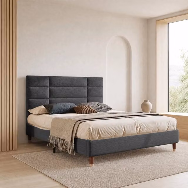 Letto imbottito REDOM Grigio L/P/H: 140 x 200 x 101 cm – 1