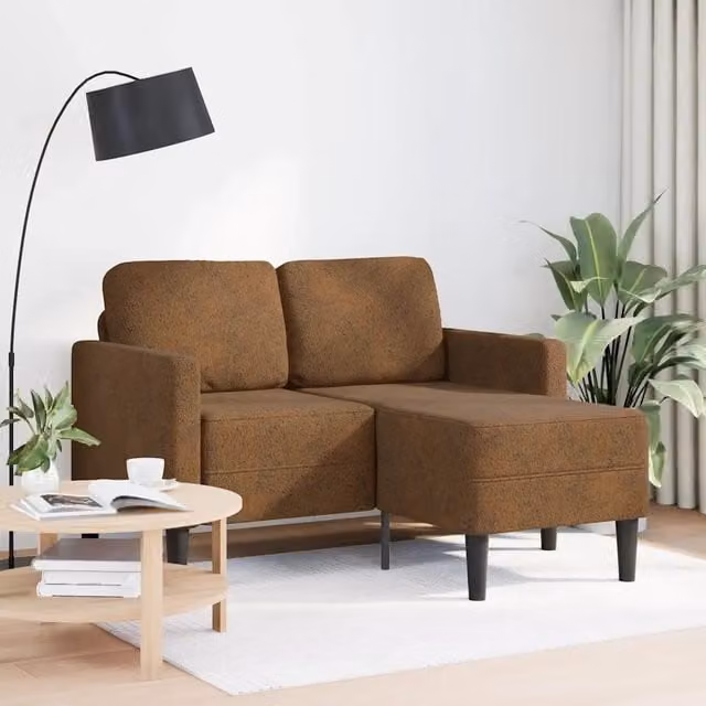 Divano 2 Posti con Chaise Longue a L vidaXL in Similpelle Marrone Moderno L/P/H: 125 x 118 x 85 cm