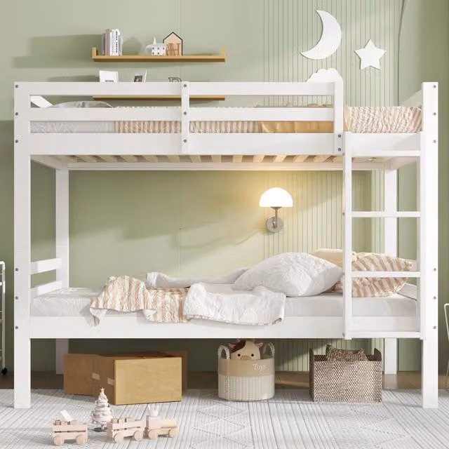 letto a castello in legno bianco 90x200 cm