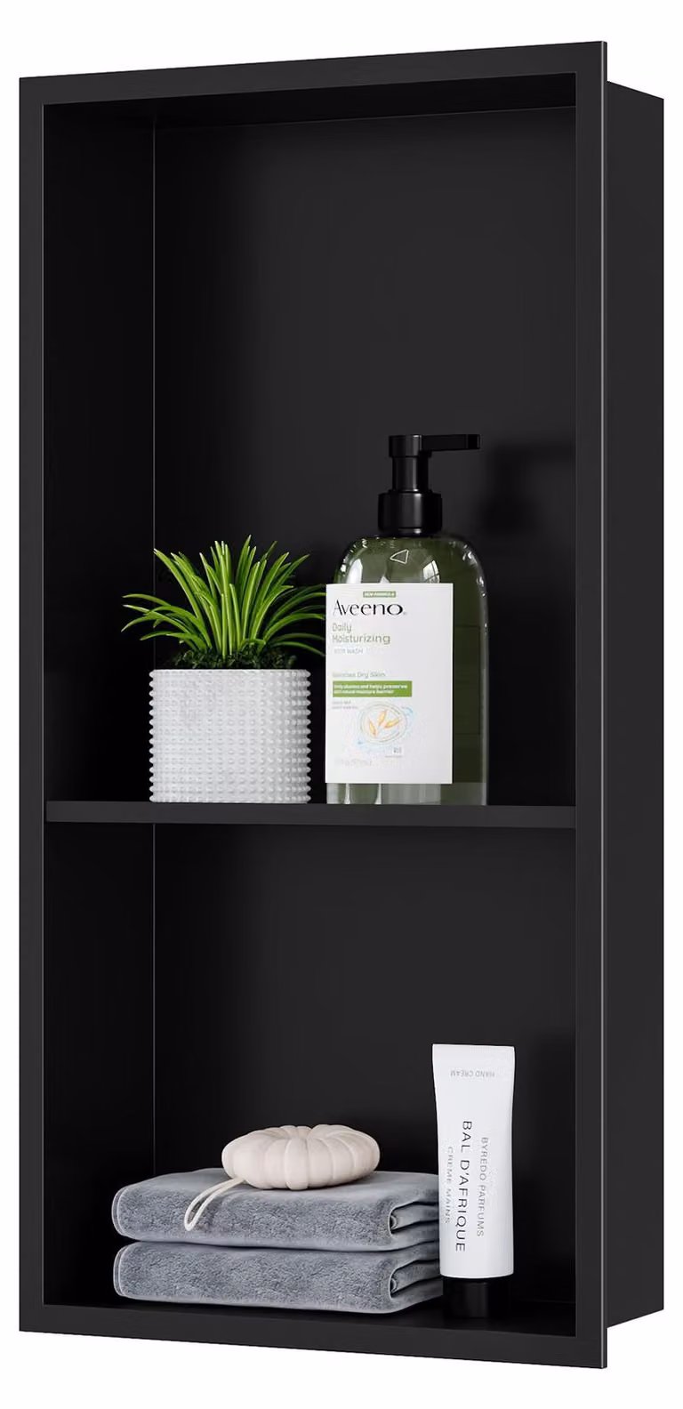 Nicchia a parete in acciaio inossidabile, dimensioni 30x60x10 cm, a doppio strato, colore nero