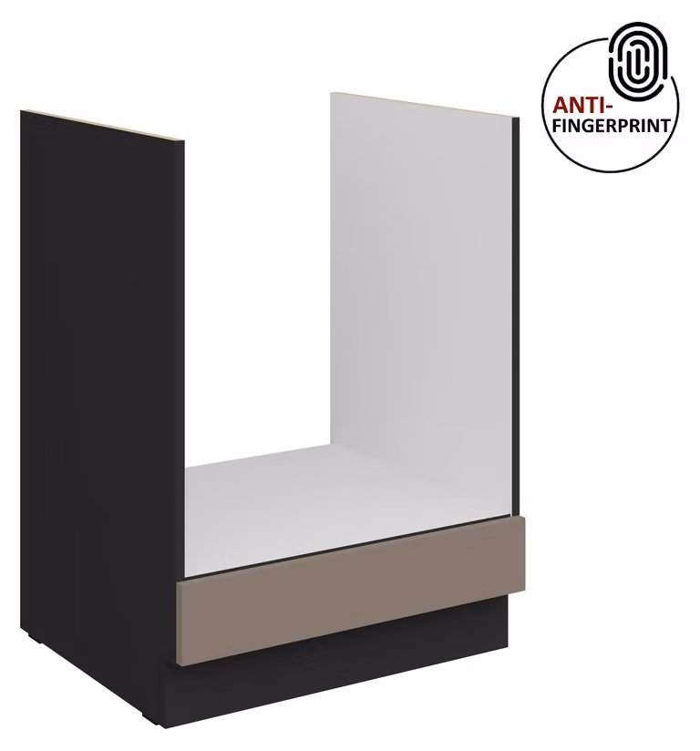 Mobile base da cucina da 60 cm, linea ARIA, grigio sabbia ultra opaco + nero opaco, frontali di alta qualità con rivestimento anti-impronta, cucina a incasso, blocco cucina