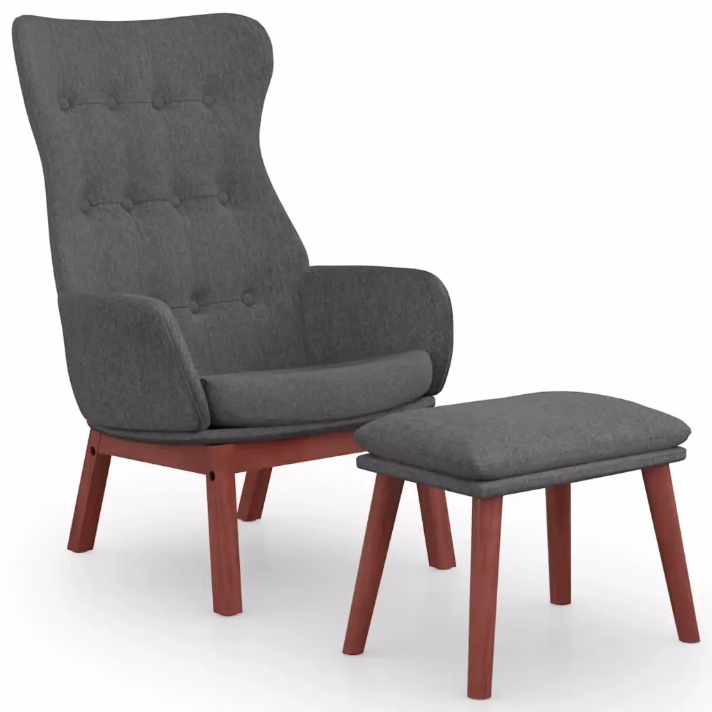 Poltrona Relax con Poggiapiedi vidaXL in Tessuto Grigio con Struttura in Metallo e Legno – 2
