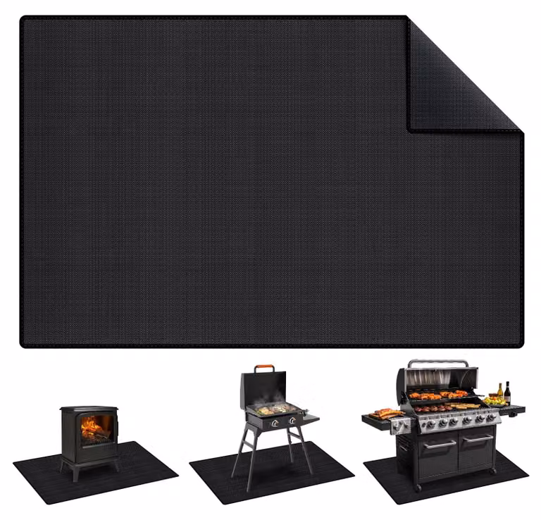 Tappetino resistente al fuoco, dimensioni 102 x 152 cm, per griglie a gas e a carbone