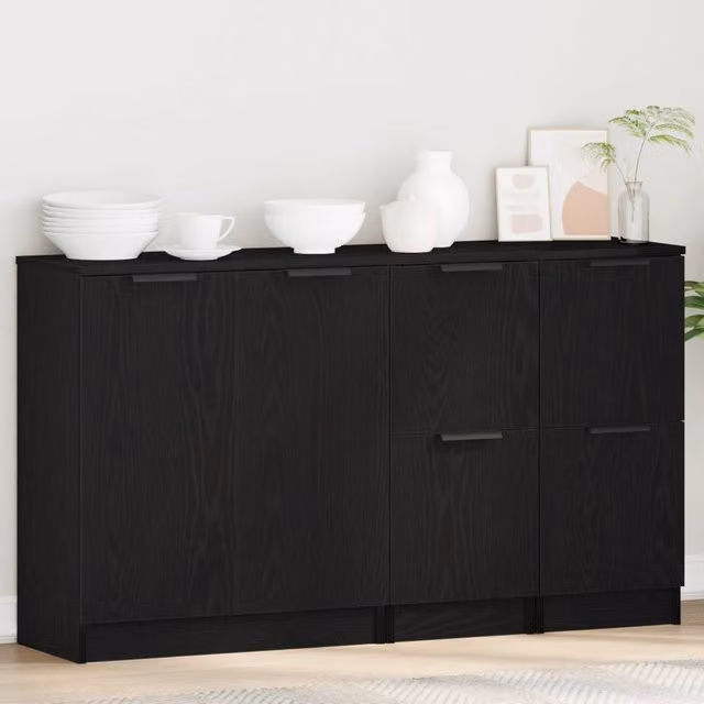 Credenza moderna vidaXL in legno MDF nero L 120 x P 30 x H 70 cm – 1