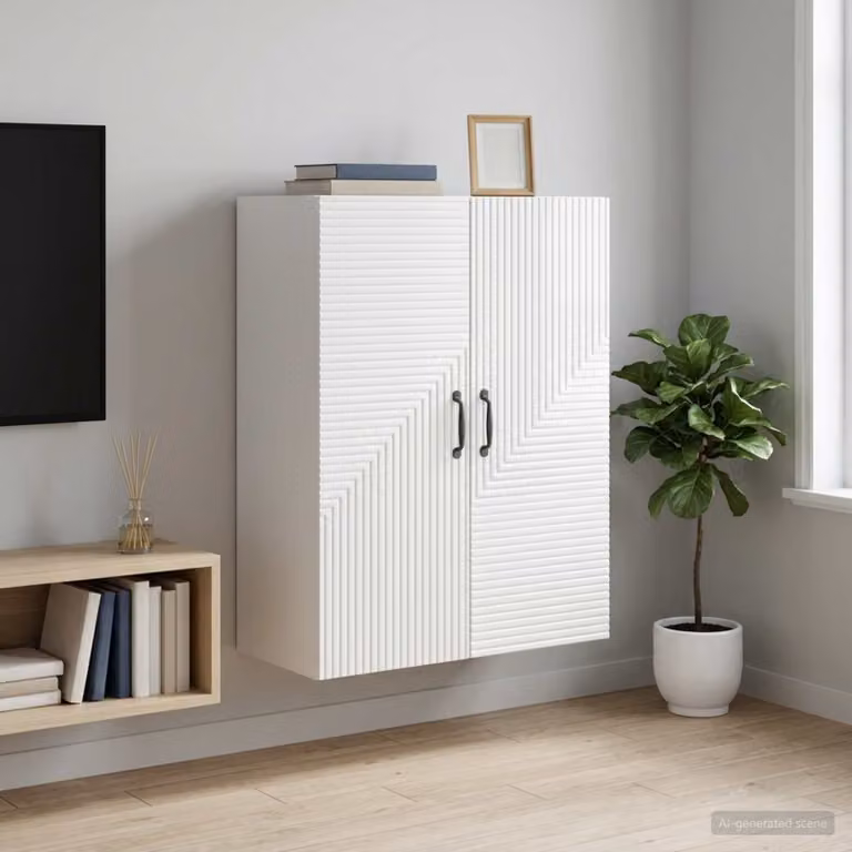 Mobiletto a muro vidaXL Bianco Lucido con ripiani interni e ante a battente L: 66 cm, P: 34,5 cm, H: 90 cm