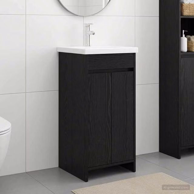 Mobile da bagno moderno vidaXL con lavabo nero opaco L/P/H: 42 x 40 x 84,5 cm – 1