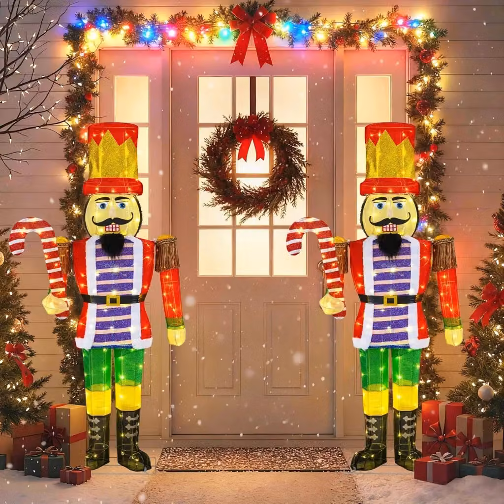 Schiaccianoci Luminoso COSTWAY Multicolore con 110 Luci LED, Decorazione Natalizia Gigante da Interno ed Esterno, Altezza: 170 cm – 2