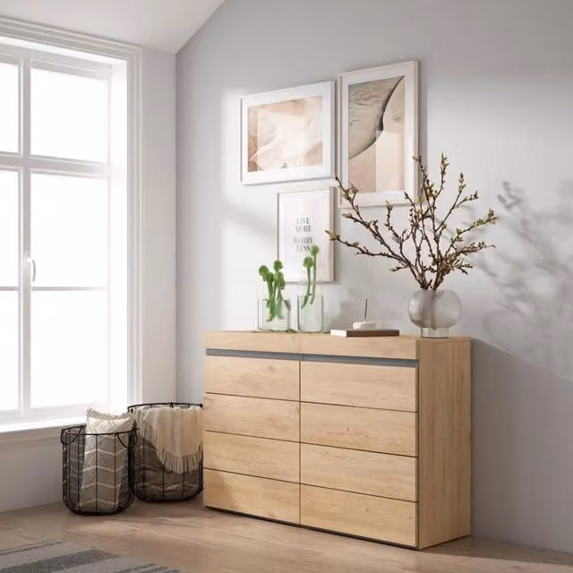 Cassettiera, 114x35x75cm, Camera da letto, Con Stoccaggio, colore Rovere RF3435