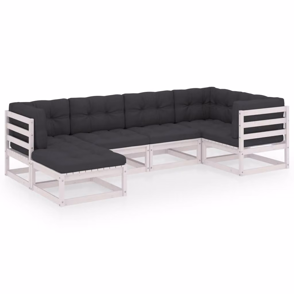 Set Divani Giardino 6 pz con Cuscini in Legno Massello di Pino