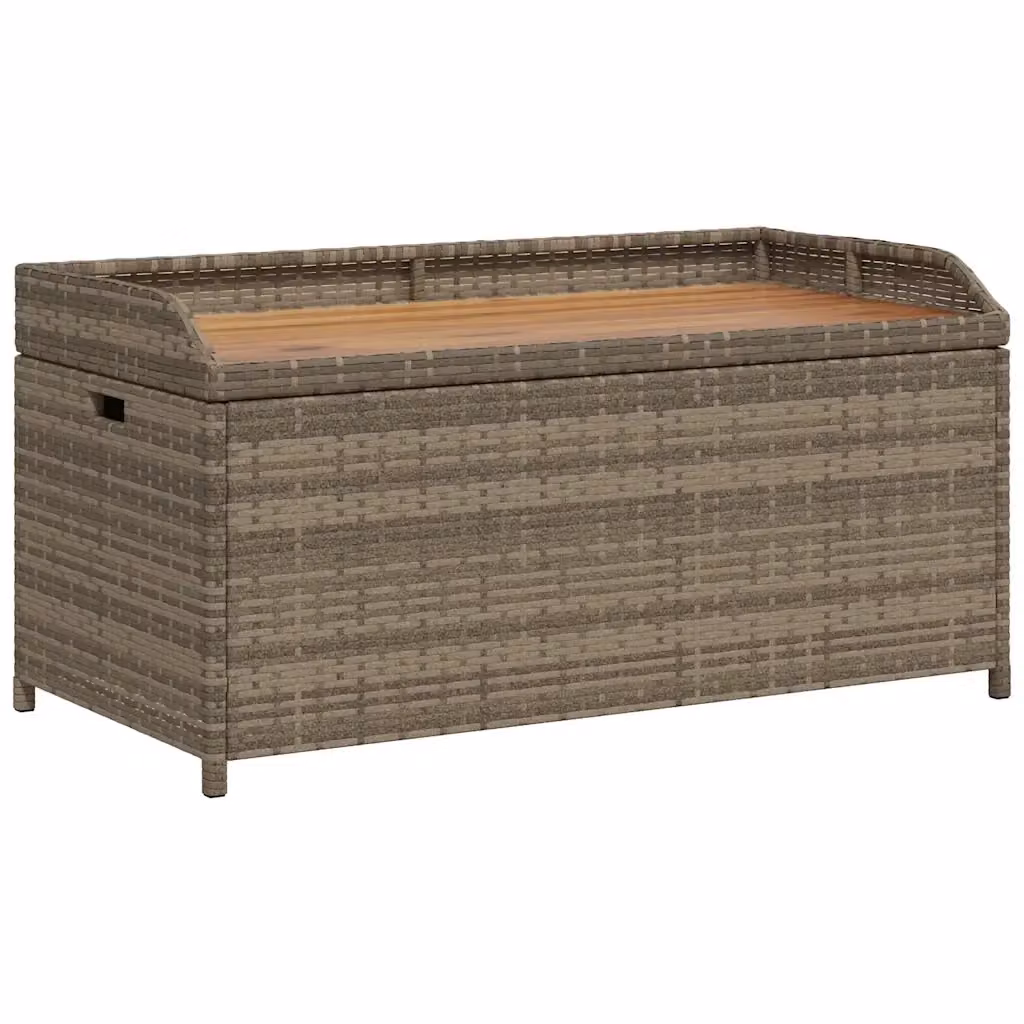 Panca portaoggetti da giardino vidaXL in polyrattan e legno di acacia grigio e marrone L: 110 cm, P: 48 cm, H: 52 cm – 2