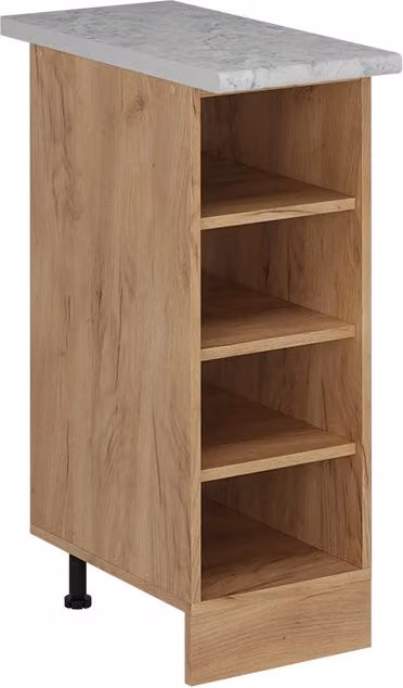 Scaffale da cucina R-Line Vicco in Rovere dorato e Marmo, L: 30 cm, H: 81,6 cm, P: 60 cm