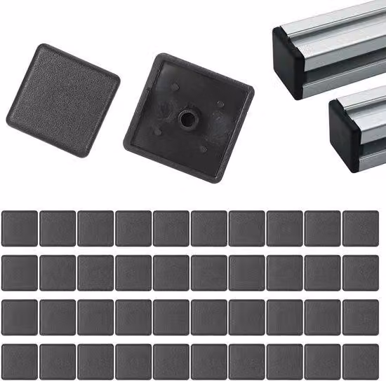 Tappi terminali in alluminio, confezione da 40 pezzi - Profilo in alluminio 20x20 mm - Plastica - Robusti - Professionali - Protezione dallo sporco - Ideali per la costruzione di mobili - Tappi di copertura