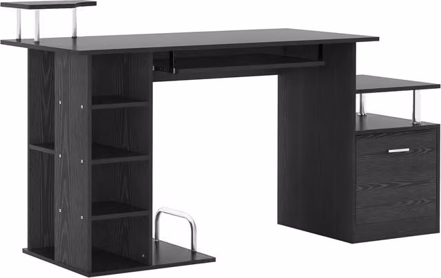 Scrivania per computer Minimal con cassetti nera L: 152 cm, P: 60 cm, H: 88 cm