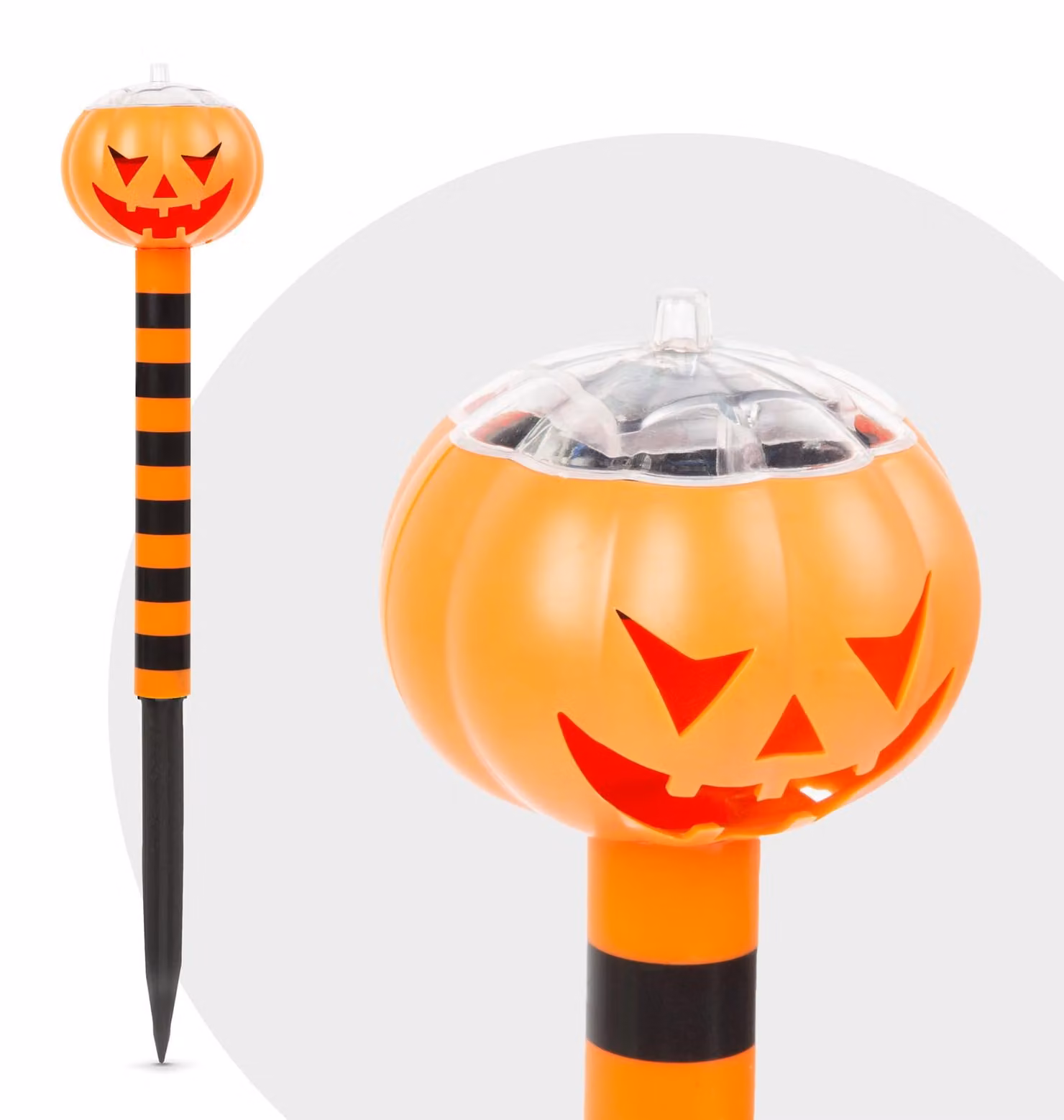 1x Lampada solare da giardino a LED con energia solare - Lanterna a forma di zucca - Lampada decorativa - 1 LED - Con picchetto - Accensione/spegnimento automatico - Illuminazione d'atmosfera per giardino e Halloween [11374C]