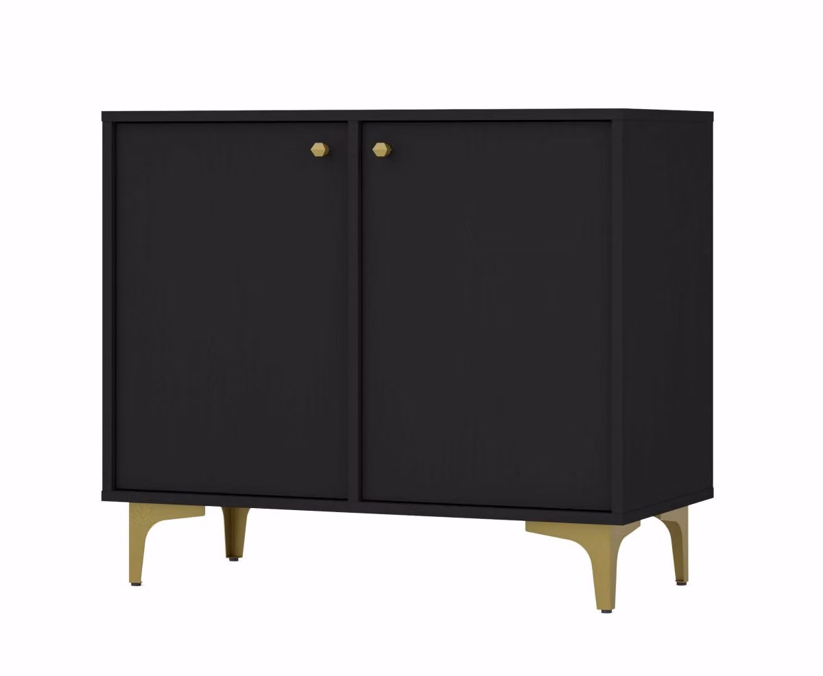 Cassettiera stretta IROS 1 - nero grafite / oro