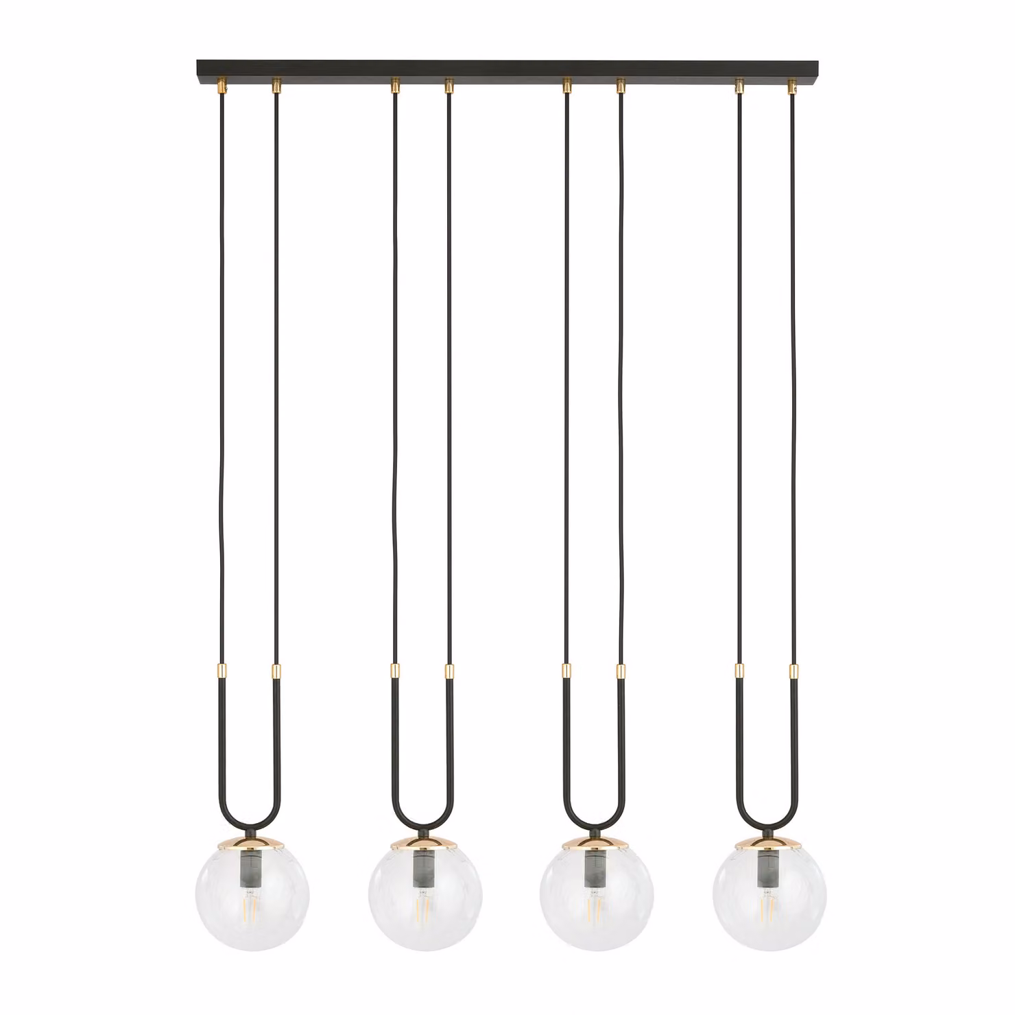 Lampadario Emibig 4xE14 40W GLAM 4 NERO/TRASPARENTE 1114/4