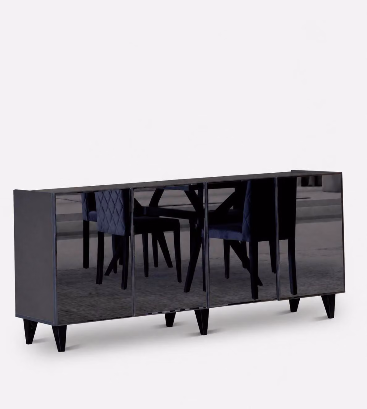 Mobile bar moderno, nero, con vetro, spazioso, specchiato, design
