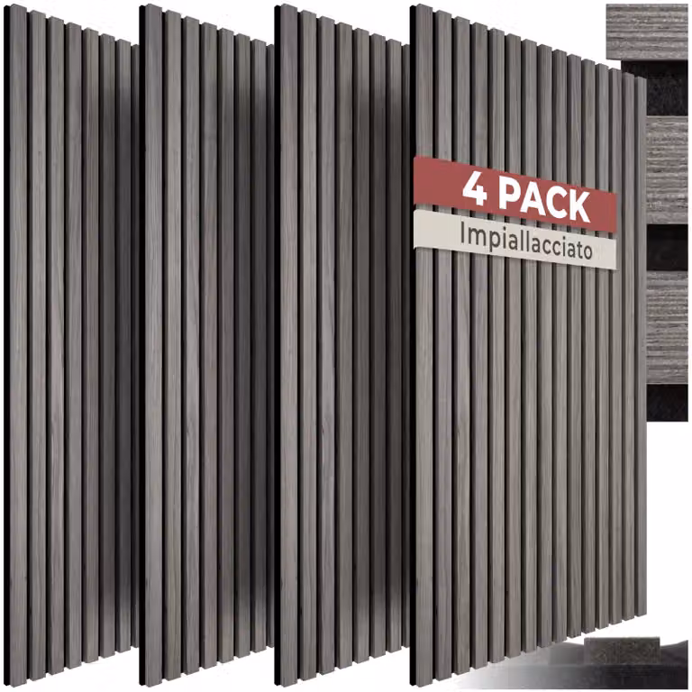 Pannelli acustici Sonic Wall II tectake effetto legno rovere grigio chiaro in MDF